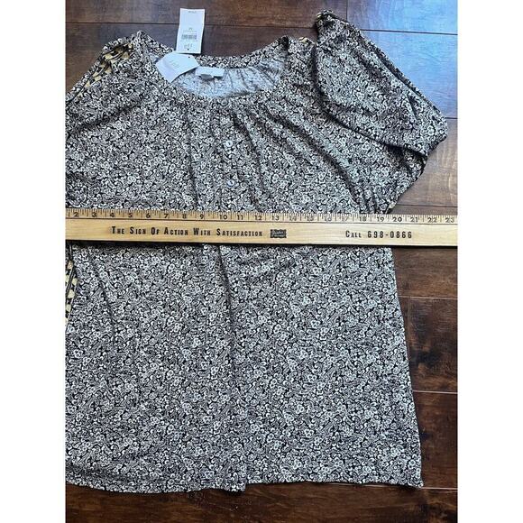 J. Jill Peasant Floral Print NWT Pop Over Blouse Womens Size M Cotton Blend - Picture 3 of 5